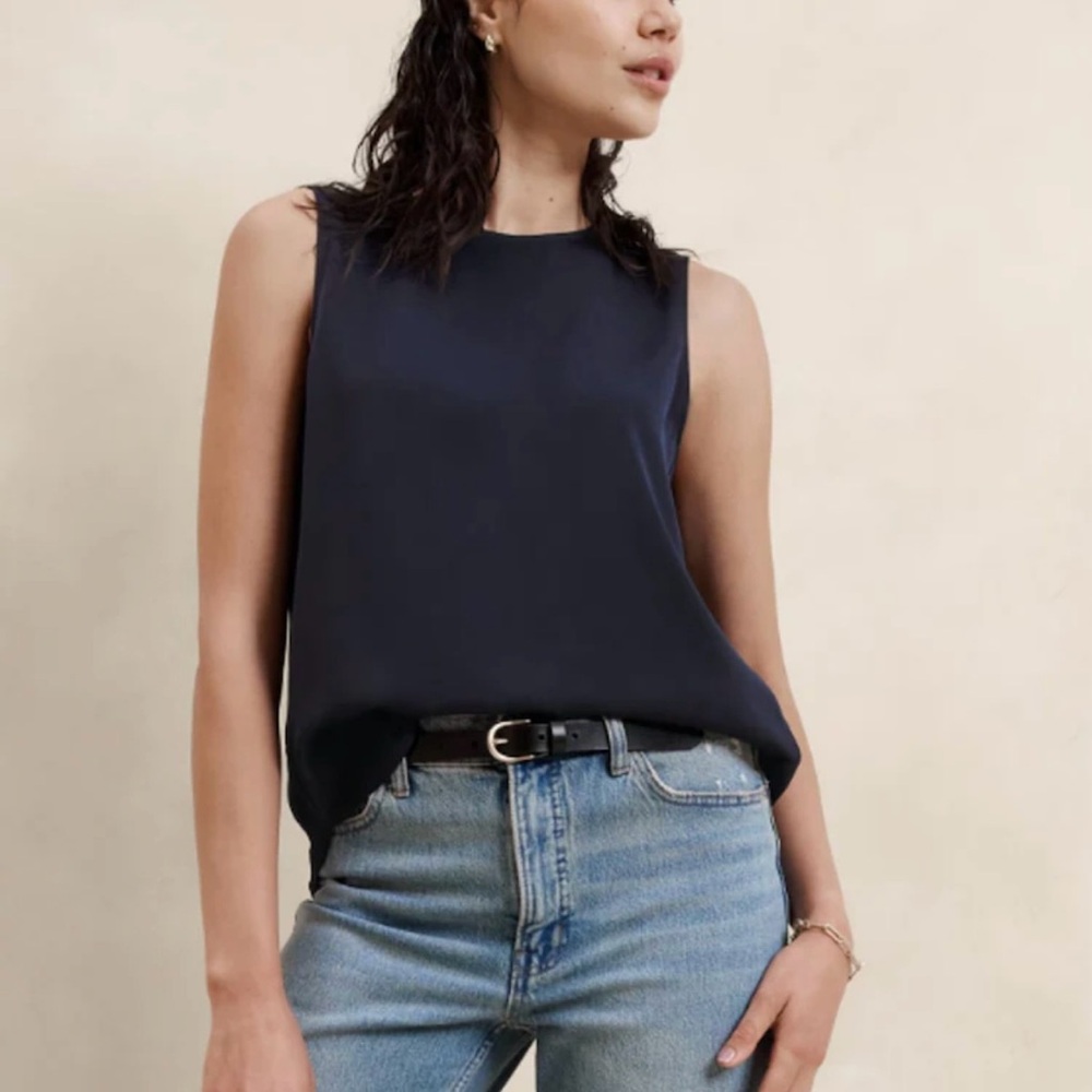 Banana Republic Black Sheen Sleeveless Top